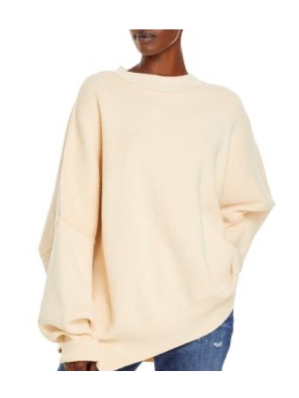 Free People Easy Street Tunic Sweater Women’s Small Beige Oversized Knit Boho
